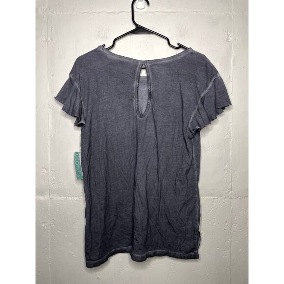 NEW Susina Ruffle Trim Blouse Burnout Gray Size Large Short Sleeve - Picture 5 of 6